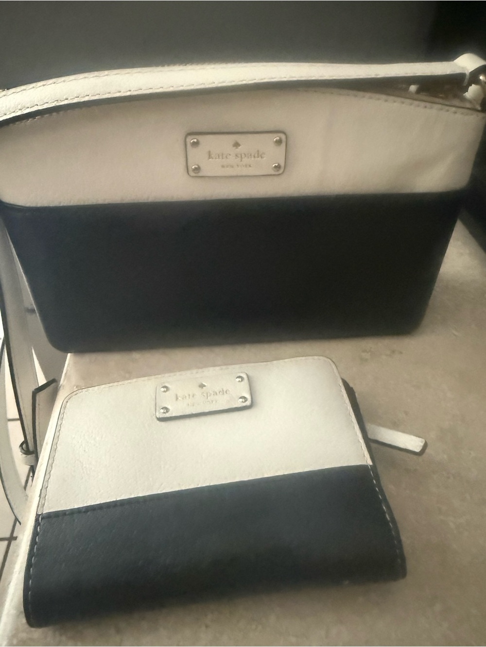 kate spade Black and White Colorblock Crossbody with Matching Wallet